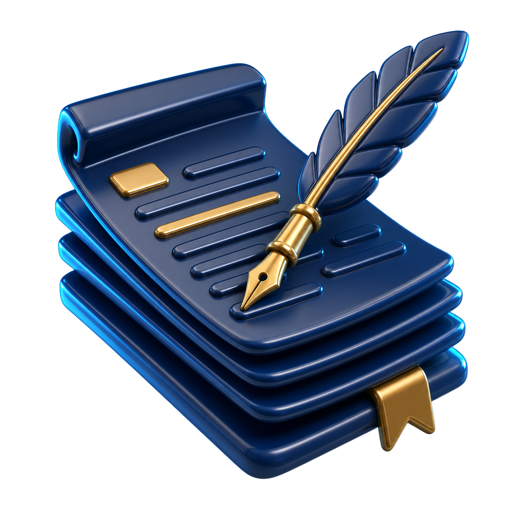 Illustration of a document with a sparkle, representing written content
